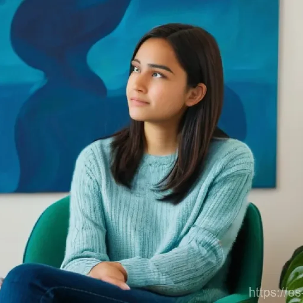 청소년상담사와 협업이 중요한 이유 - **Prompt:** A teenage girl, approximately 16 years old, with shoulder-length dark hair, is seated co...