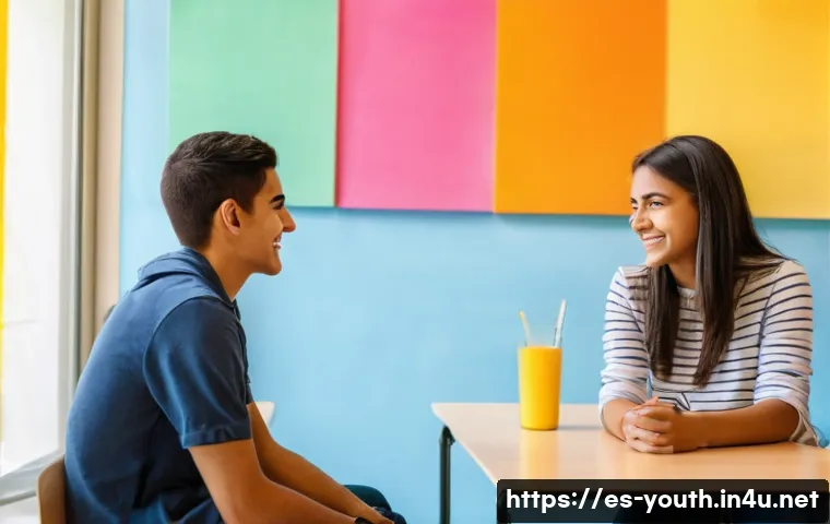 청소년상담사 실습 중 발생할 수 있는 문제 - A warm and inviting counseling session scene in a modern community center in Spain, featuring a youn...