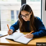 청소년상담사 필기시험에 자주 출제되는 문제 - A focused young adult student studying at a cozy, modern desk in a bright room with natural sunlight...