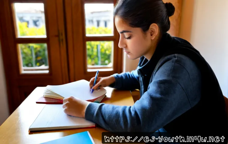 청소년상담사 중점 과목 학습법 - Photorealistic Spanish university student preparing for a youth counseling certification exam at a t...